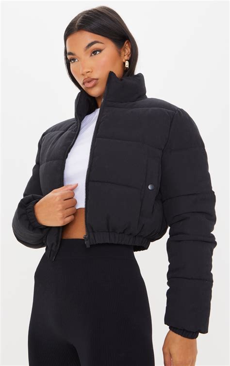 cropped puffer jacket with drawstring